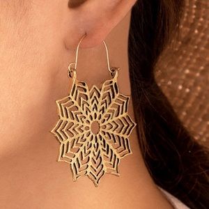 Gold-toned Snowflake Earrings